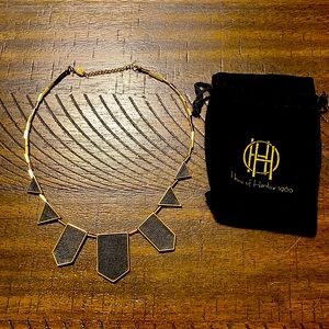 House of Harlow Leather and Gold Necklace